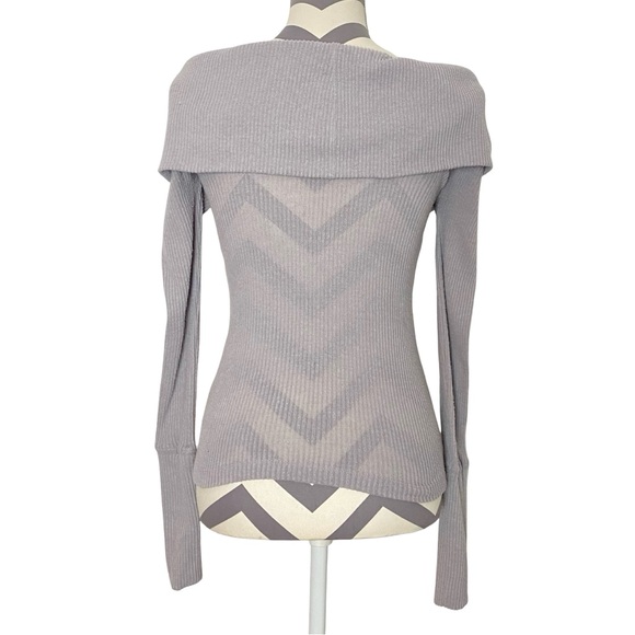 Free People Snow Bunny Off The Shoulder Top Womens XS Gray Ribbed We The Free FP - Picture 4 of 7